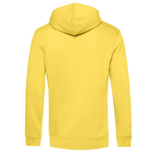 Yellow cotton-polyester hoodie for men with hood.