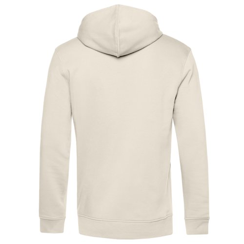 Beige cotton-blend hoodie with hood and kangaroo pocket.