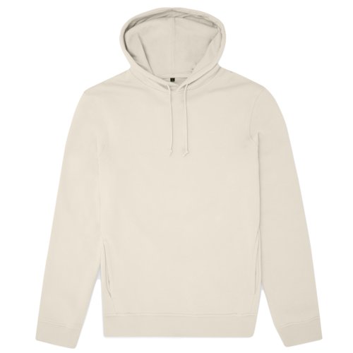 Beige cotton-blend hoodie for men with hood.