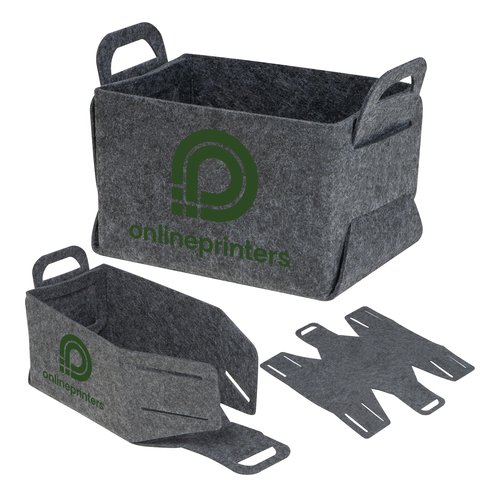 Anthracite RPET foldable basket with handles.
