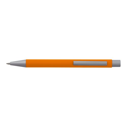 Orange writing set with ballpoint pen and case.