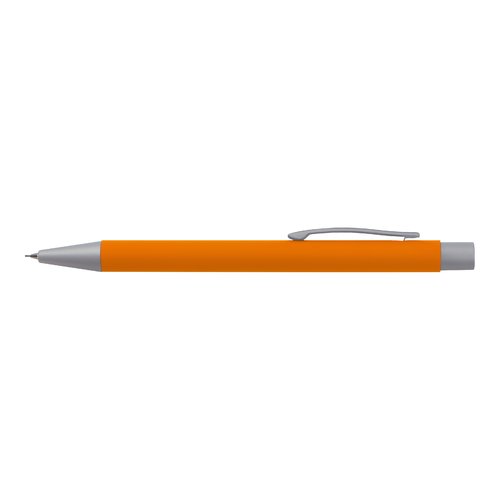 Orange writing set with pen and accessories.