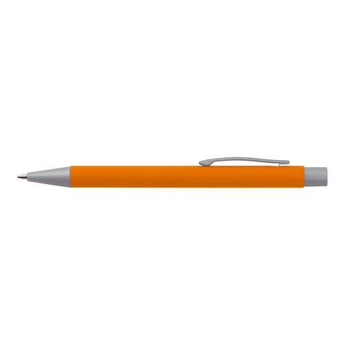 Orange writing set with ballpoint pen and case.