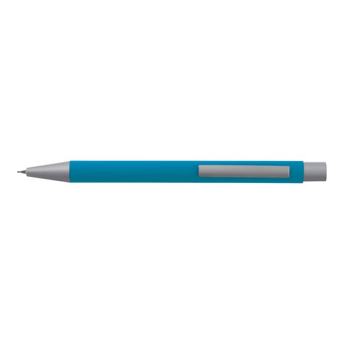 Light blue writing set with ballpoint pen and case.