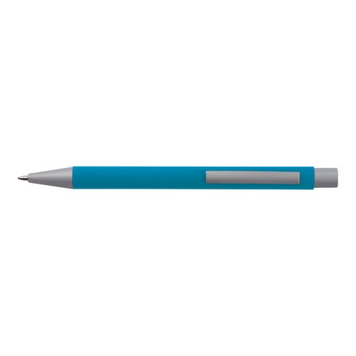 Light blue plastic writing set with pen and case.