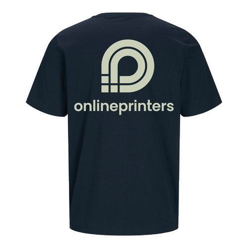 Navy blue organic cotton T-shirt for men and women.