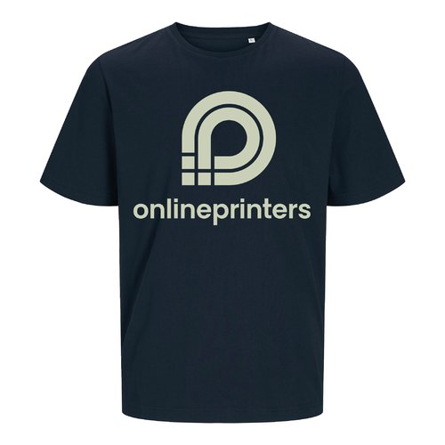 Navy blue organic cotton T-shirt, unisex fit.