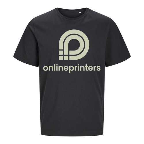 Anthracite unisex T-shirt made from organic cotton with short sleeves.