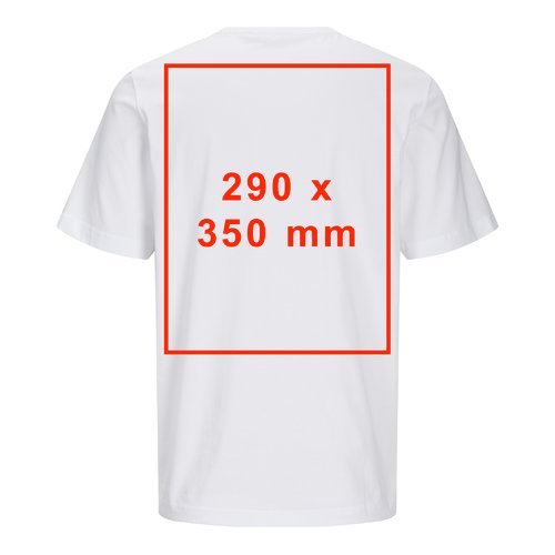 White cotton T-shirt with short sleeves and round neck, unisex cut.