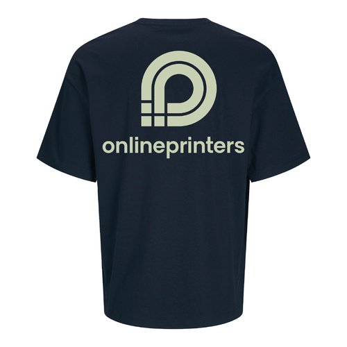 Navy blue unisex t-shirt made of organic cotton with short sleeves.