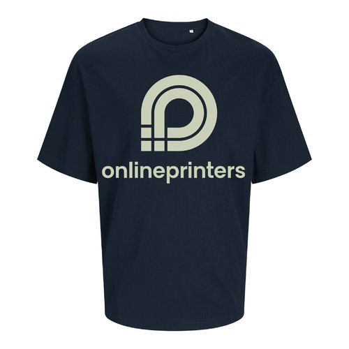 Navy blue unisex organic cotton t-shirt with oversized fit.