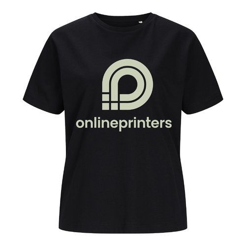 Patterned women's t-shirt made of soft fabric with short sleeves.