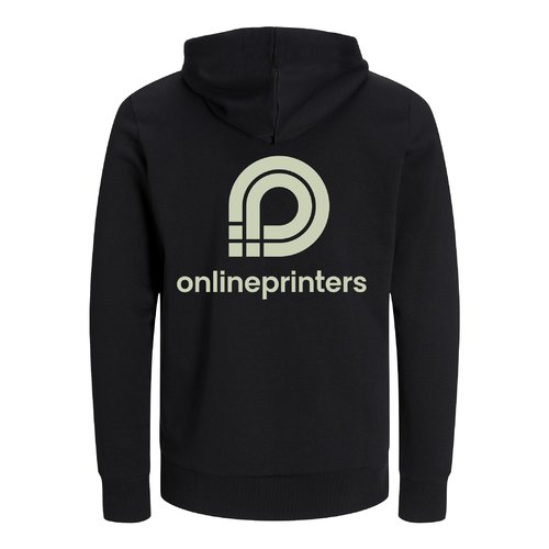 Black unisex hoodie made of organic and recycled cotton with hood.