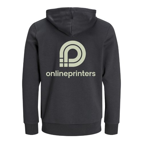Anthracite unisex hoodie made of organic and recycled cotton with hood.