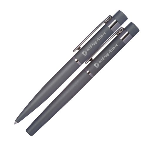 Anthracite writing set with ballpoint pen and case.