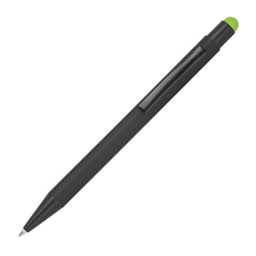 Apple green metal ballpoint pen with touch function and clip.