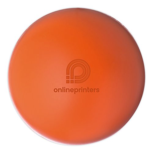 Orange stress ball made of foam, round.