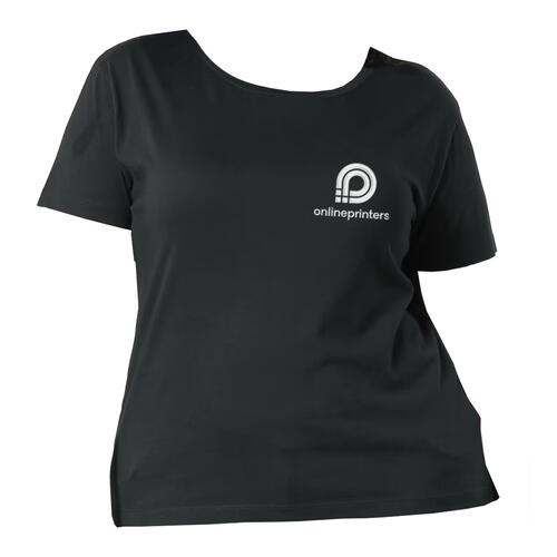 Black women's T-shirt in organic cotton with short sleeves.
