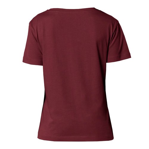 Burgundy Women's T-Shirt in organic cotton with short sleeves.