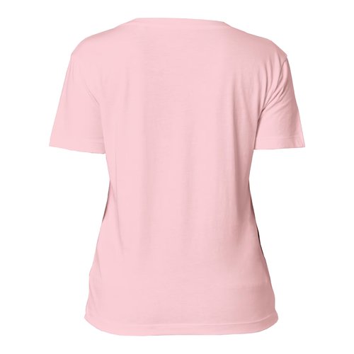 Pink cotton T-shirt for women with short sleeves.