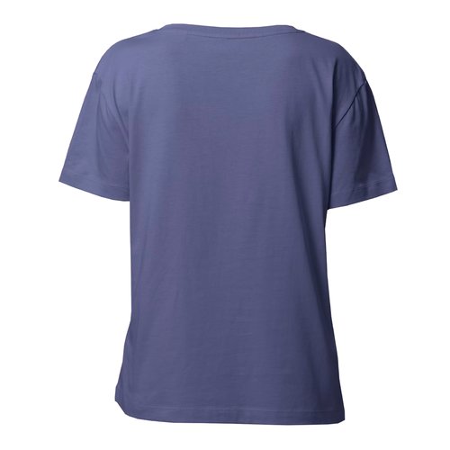 Blue organic cotton T-shirt for women with short sleeves.