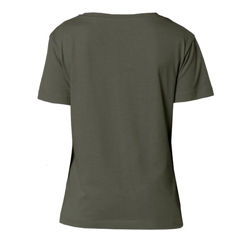 Khaki cotton t-shirt for women with short sleeves.
