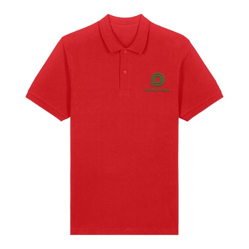 Red organic cotton polo shirt for men.