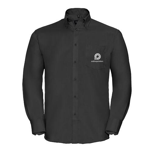 Black cotton shirt for men with long sleeves.