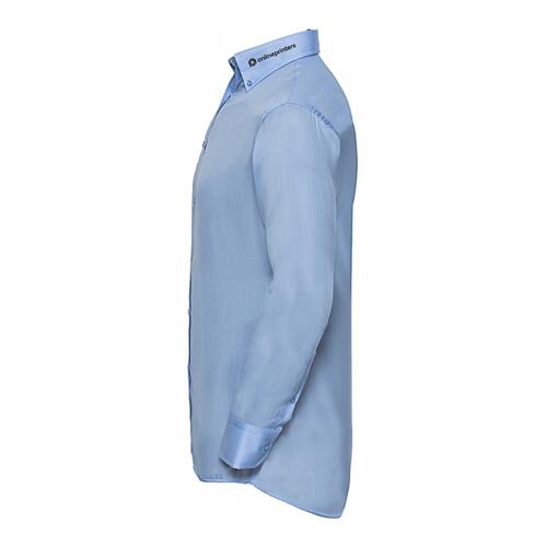 Sky blue cotton shirt for men, non-iron and with long sleeves.