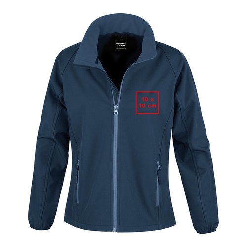 Blue men's softshell jacket with full zip and side pockets.