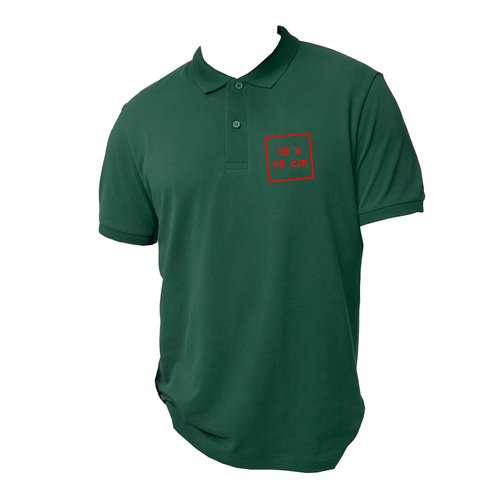 Green cotton polo shirt for men with short sleeves.
