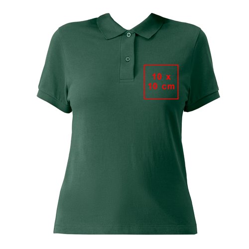 Green Women's Cotton Polo Shirt with short button placket.