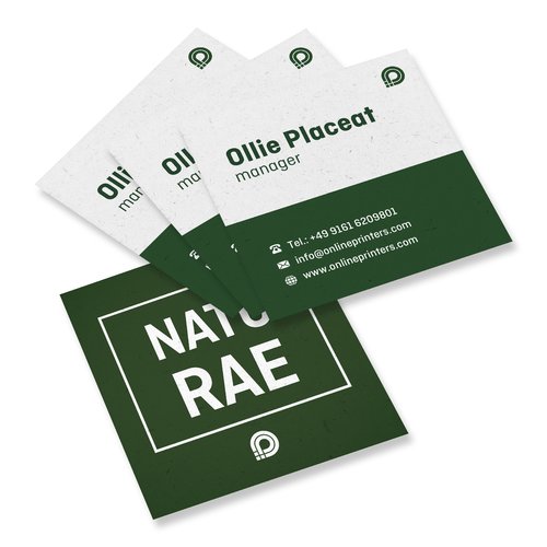 Natural business cards made of eco-friendly paper, printed on both sides.