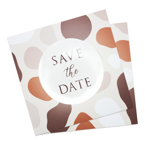 Square paper wedding card with partial UV varnish.