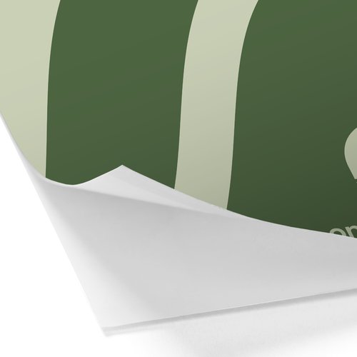 Grnes, selbstklebendes Etikett in Detailansicht