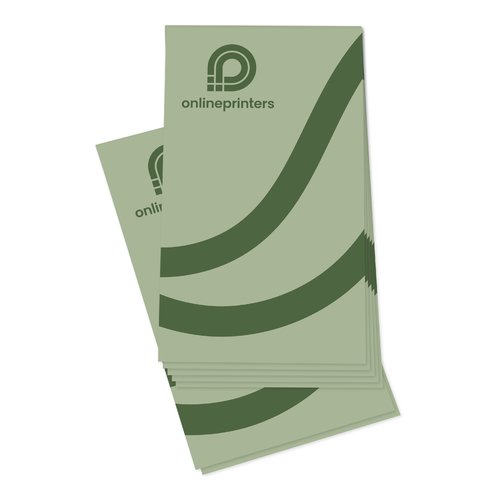 bereinander gestapelte, hellgrne Etiketten, selbstklebend