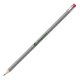 Gray wooden pencil with eraser.