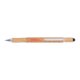 Wood-colored bamboo multifunctional pen with touch pen function and ruler.