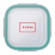 Transparent food storage container with colored sealing ring.