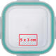 Transparent food storage container with colored sealing ring.