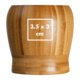 Light wooden mortar with a rounded shape.