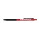 Red ballpoint pen with touch pen and clip.