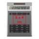 Gray calculator with keypad and display.