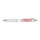 White recycled ballpoint pen with clip and push mechanism.