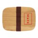 Bamboo lunch box with brown rubber band.