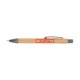 Light bamboo ballpoint pen with metal elements and clip.