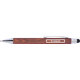 Wooden ballpoint pen with touch function and clip.