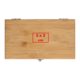Wooden wine box with closure.