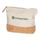 Beige cotton cosmetic bag with cork base and zipper.