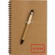 Recycled paper writing set with spiral binding and pen holder.